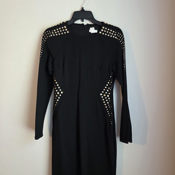 Cache Black Dress with Gold Studded Accents - Picture 1 of 3